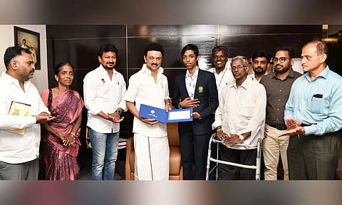 CM Stalin Rs 30 lakh reward to Praggnanandhaa