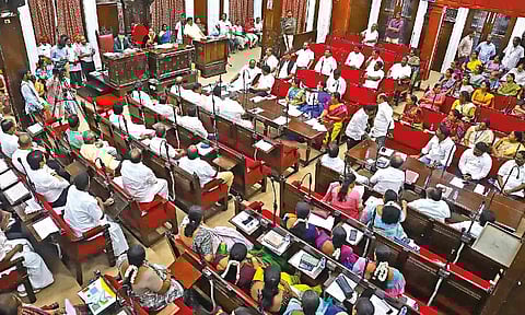 Greater Chennai Corporation’s Council meeting under way at the Ripon Building on Thursday (Justin George)