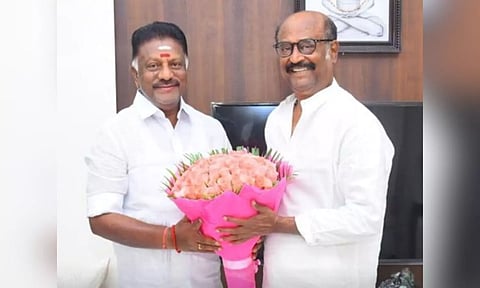 O Panneerselvam with Rajinikanth. Twitter