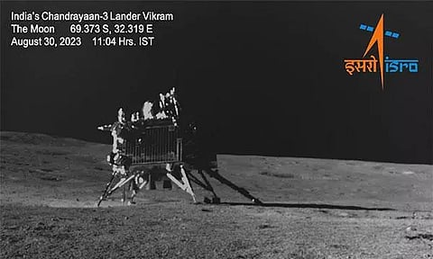 Image of Vikram lander clicked by Pragyan on lunar surface (Photo Courtesy: ISRO/X)