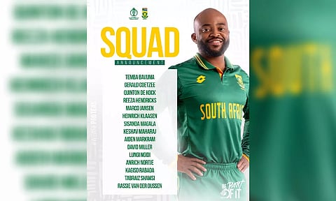 South Africa announce 15-man squad with eight World Cup debutants; Temba to lead