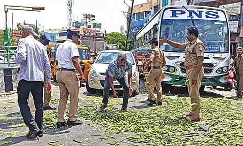 The Fort police clearing the road on Monday