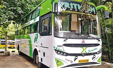 The seized bus with Nagaland registration