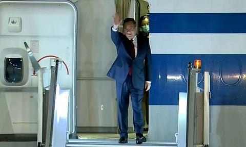 Chinese premier Li Qiang arrives in Delhi for G20 summit. (ANI)