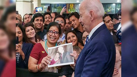 US President Biden meets US Embassy staffers after arriving in India (Photo Credit: X/@WhiteHouse)