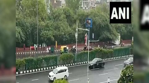 United Kingdom Prime Minister Rishi Sunak leaves from Delhi's Akshardham temple after offering prayers. (Photo/ANI)