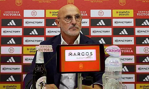 Spain coach Luis de la Fuente during a press conference ahead of the Euro 2024 Qualifiers. (REUTERS)