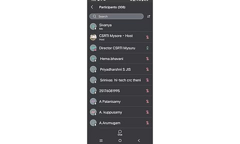 The screenshot of participants in the online meet for sericulture farmers