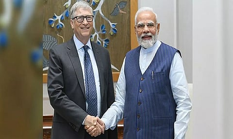 PM Modi with Bill Gates. (ANI)