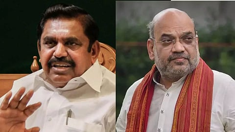 AIADMK General Secretary Edappadi K Palaniswami; Union Home Minister and BJP senior leader Amit Shah 
