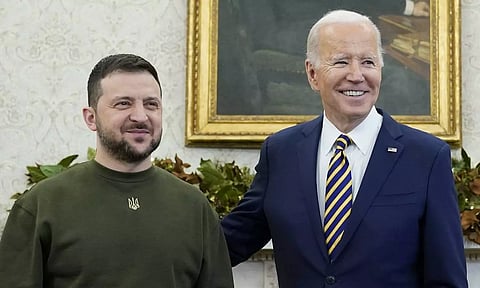 Ukrainian President Volodymyr Zelenskyy with US President Joe Biden (AP)