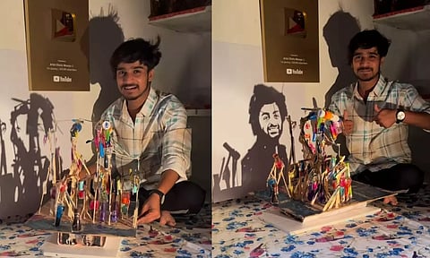 Shintu Mourya creating a shadow portrait of Arjith Singh (Instagram/@artist_shintu_mourya) 