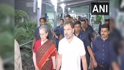 Sonia Gandhi and Rahul Gandhi coming out of the Airport in Delhi (Photo/ANI)