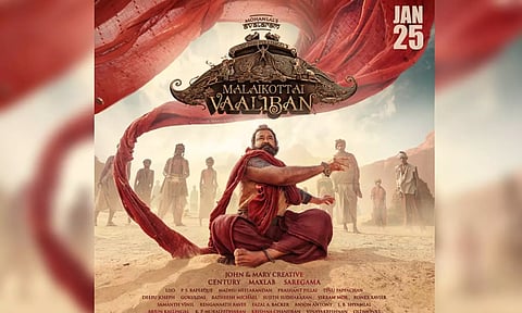 Poster of Mohanlal starrer 'Malaikottai Vaaliban'