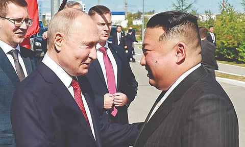 Russian President Vladimir Putin with North Korean dictator Kim Jong-un 