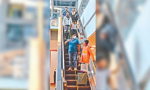 Passengers arriving for flights at city airport (file photo) 