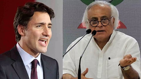 (L-R) Canada Prime Minister Justin Trudeau; Congress General Secretary Jairam Ramesh