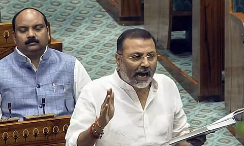 BJP MP Nishikant Dubey speaks in the Lok Sabha during the Special Session of Parliament, in New Delhi. (ANI)