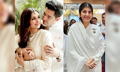 Parineeti Chopra with Raghav Chadha; BK Shivani