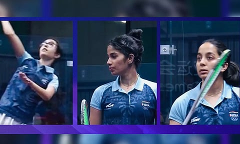 Anahat Singh, veteran Joshna Chinappa, and Tanvi Khanna blanked Pakistan 3-0 in its opening Pool B match. (X/@SAI_Media)