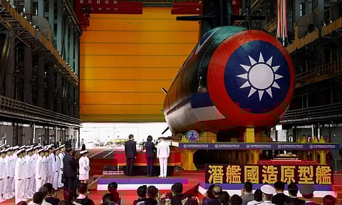 President Tsai Ing-wen attends the submarine's launching ceremony in Kaohsiung. (Reuters)