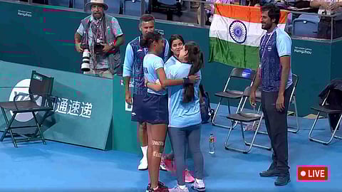 Rutuja Bhosale celebrates as Indian duo wins Gold medal in the mixed team final (Screengrab) 