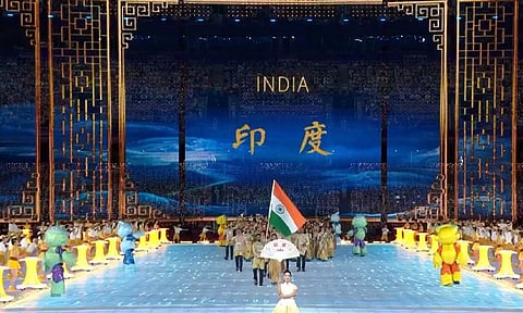 The Indian contingent walking into the Asian Games.