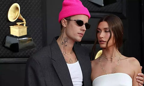 Justin Bieber with Hailey Bieber (Reuters)