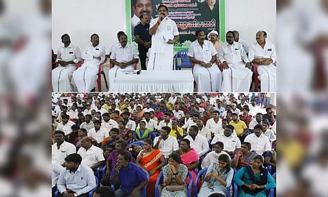 AIADMK general secretary Edappadi K Palaniswami addressing booth agents in Salem on Monday
