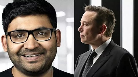 Parag Agarwal (right) and Elon Musk