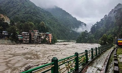 Visual from the flood situation in Sikkim. (ANI)