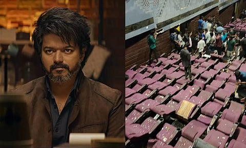 Actor Vijay in 'Leo'; Visual from the Chennai theatre (X)