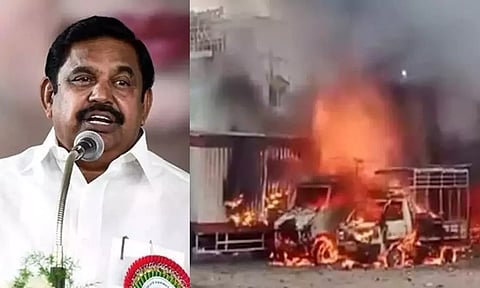 Edappadi K Palaniswami; Visual from the fire accident (Daily Thanthi)
