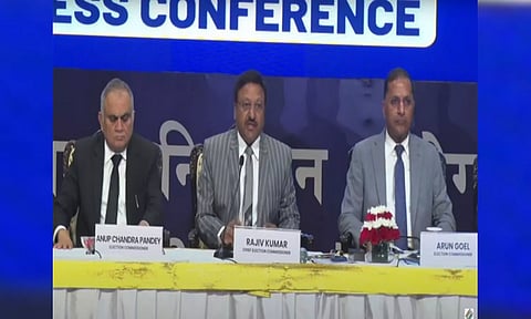 Chief Election Commissioner Rajiv Kumar along with other Election Commissioners (ANI)