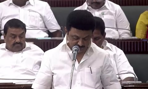 TN CM M K Stalin speaking in the State Assembly on Monday. (X/@mkstalin)