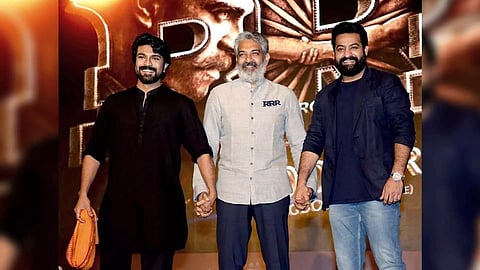Ram Charan, SS Rajamouli, Jr NTR (Image: X)