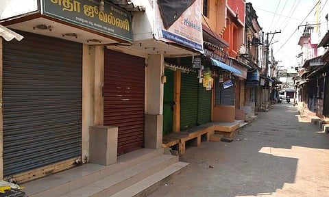A deserted market area in Thanjavur following the Delta bandh on Wednesday