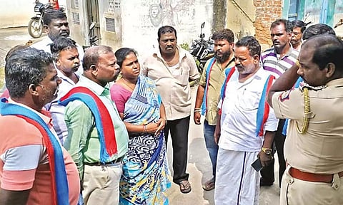 VCK cadre interact with the family on Thursday