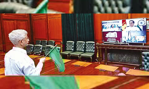 External Affairs Minister S Jaishankar flagging off the India-Sri Lanka ferry service virtually on Saturday