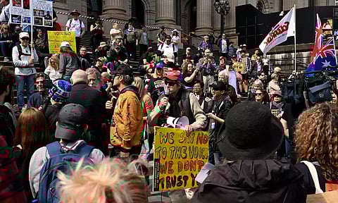 Rally against the Voice referendum to parliament in Melbourne (Photo: Reuters)