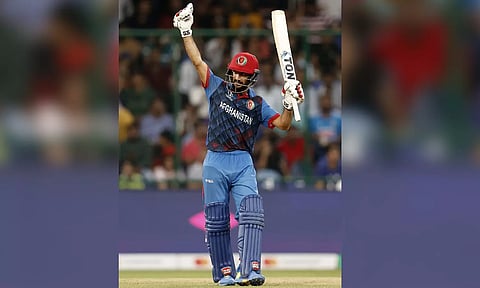 Ikram Alikhil Celebrates after his half-Century (X)