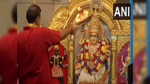 Special puja performed at Delhi's Jhandewalan temple on the second day of Navratri (Photo/ANI)