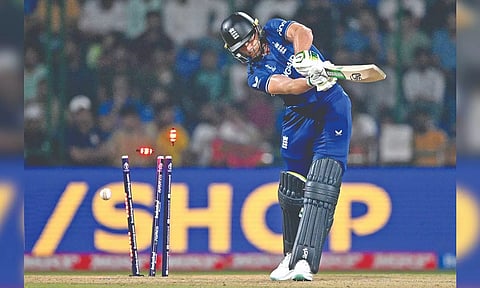 England captain Jos Buttler was dismissed for 9.