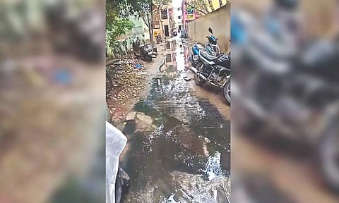 Sewage stagnated at Nakkeeran Street.