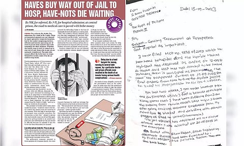 Application for treatment by a prison inmate (right)