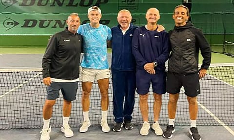 Holger Rune (in blue) with Boris Becker (ANI)