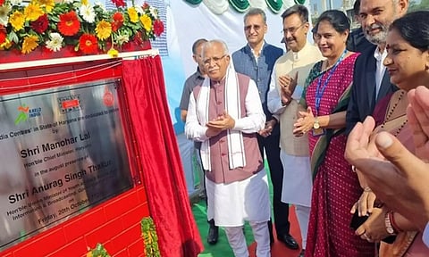 Haryana CM Manohar Lal Khattar inaugurating Khelo India Centres (Photo: SAI media)
