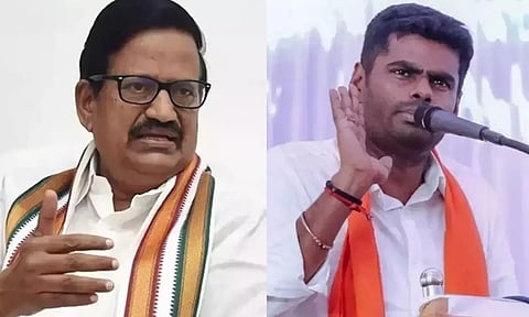 TNCC president K S Alagiri and BJP State president K Annamalai 