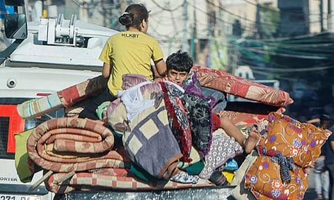 Palestinians flee their homes amid Israeli strikes (Image: ANI)