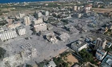 A view of residential buildings destroyed in Israeli strikes in Zahra City (Image: REUTERS)